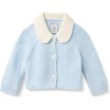 Amazon Essentials x Sofia Grainge Unisex Toddlers and Babies’ Peter Pan Collar Sweater Jacket, Soft Cotton Knit with Stretch(Pale Blue)