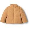 Amazon Essentials x Sofia Grainge Unisex Toddlers and Babies’ Teddy Puffer Jacket, Winter Coat, Fleece Lined(Camel)