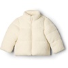 Amazon Essentials x Sofia Grainge Unisex Toddlers and Babies’ Teddy Puffer Jacket, Winter Coat, Fleece Lined(Ivory)