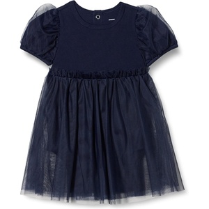 Amazon Essentials Baby Girls’ Tulle Bodysuit Dress with Puff Sleeves(Navy)