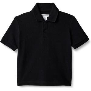 Amazon Essentials Boys and Toddlers’ Cotton Spandex Pique Polo Shirt, Breathable Stretch Knit(Black)