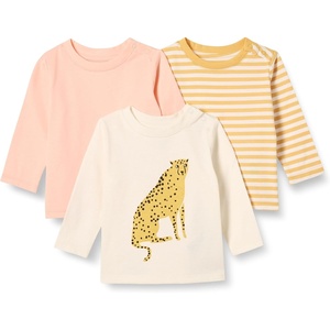 Amazon Essentials Boys and Toddlers’ Relaxed-Fit 100% Cotton Long-Sleeve T-Shirts(Cheetah/Stripe)