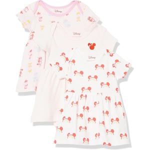 Amazon Essentials Disney | Marvel | Star Wars | Princess Babies, Toddlers, and Girls’ Dresses, Pack of 3(Minnie Rainbow Chaser)