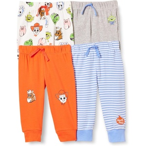 Amazon Essentials Disney | Marvel | Star Wars Toddler and Baby Boys’ Cotton Knit Jogger Pants, Multipacks(Blue Stripe/Grey/Orange/White Toy Story Friends)