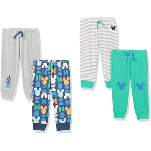 Amazon Essentials Disney | Marvel | Star Wars Toddler and Baby Boys’ Cotton Knit Jogger Pants, Multipacks(Mickey Oh Boy)