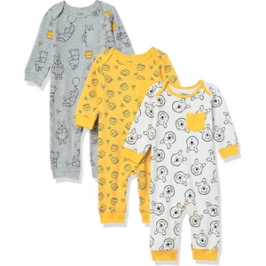 Amazon Essentials Disney | Marvel | Star Wars Unisex Babies’ Cotton Footless Coveralls, Pack of 3(Winnie the Pooh Oh Bother!)