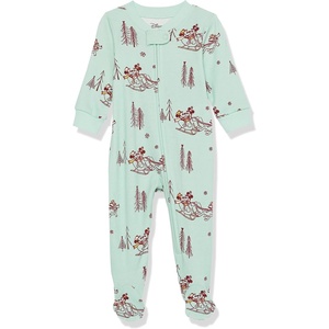 Amazon Essentials Disney | Marvel | Star Wars Unisex Babies’ Snug-Fit Cotton Footed Sleepers, Multipacks(Mickey Winter)