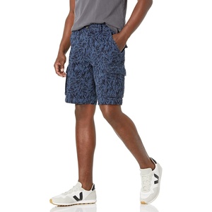 Amazon Essentials Men’s 10″ Classic-Fit Cotton Twill Cargo Shorts, Multiple Pockets (Available in Big & Tall)(Indigo Palm Leaf Print)