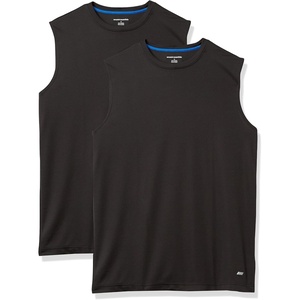 Amazon Essentials Men’s Active Performance Tech Muscle Sleeveless Top, Breathable Moisture Wicking Workout Shirt(Black)