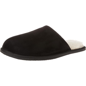 Amazon Essentials Men’s Cozy Non Slip House Slippers(Black Microsuede)