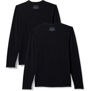 Amazon Essentials Men’s Long Sleeve Super Soft Modal Undershirt, Pack of 2(Black)