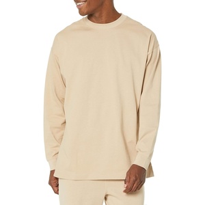 Amazon Essentials Men’s Oversized-Fit Long-Sleeve Organic Cotton T-Shirt(Tan)
