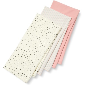 Amazon Essentials Unisex Babies’ Breathable Cotton Swaddle Receiving Blankets, Pack of 3(Dusty Rose/Dots/Stripe)