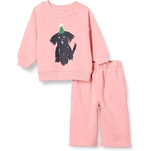 Amazon Essentials Unisex Babies’ French Terry Sweatshirt and Sweatpants Set(Peach Party Animals)