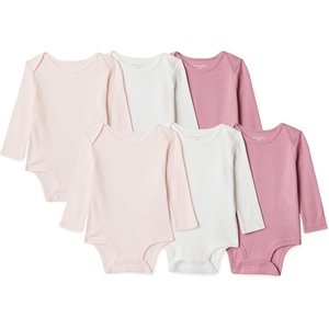 Amazon Essentials Unisex Babies’ Long-Sleeve Cotton Bodysuits, Pack of 6(Multicolor)