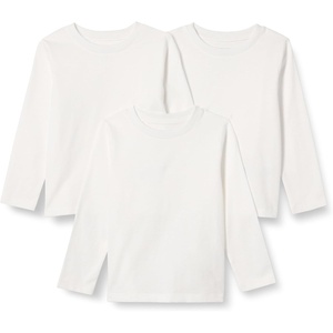 Amazon Essentials Unisex Babies’ Relaxed-Fit 100% Cotton Long-Sleeve T-Shirts(White)