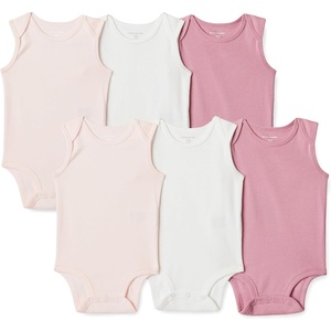Amazon Essentials Unisex Babies’ Sleeveless Cotton Rib Bodysuits, Pack of 6(Multicolor)