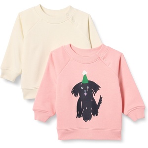 Amazon Essentials Unisex Toddlers and Babies’ French Terry Crewneck Sweatshirts(Beige/Peach Party Animals)