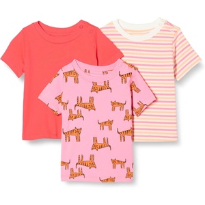 Amazon Essentials Unisex Toddlers and Babies’ Short Sleeve T-Shirts(Red/Stripe/Tiger)
