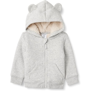 Amazon Essentials unisex-baby Sherpa Lined Full Zipper Hoodie(Light Grey Heather)