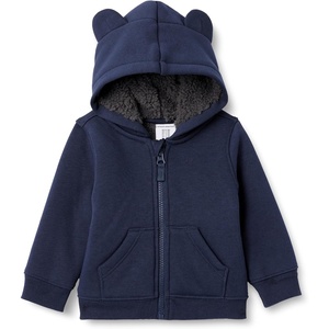 Amazon Essentials unisex-baby Sherpa Lined Full Zipper Hoodie(Navy)