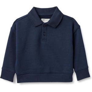 Amazon Essentials x Sofia Grainge Babies, Toddlers and Boys’ French Terry Polo Sweatshirt, Relaxed Fit(Navy)