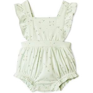 Amazon Essentials x Sofia Grainge Baby Girls’ Cotton Sleeveless Romper with Ruffles(Pale Mint Green Ditsy Floral)