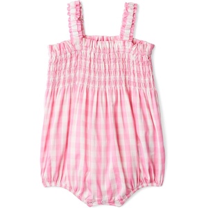 Amazon Essentials x Sofia Grainge Baby Girls’ Woven Sleeveless Ruffle Romper(Pink Big Gingham)