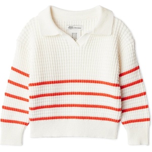 Amazon Essentials x Sofia Grainge Mommy & Me Cotton Crochet Sweaters & Tank Sets(Ivory Red Placed Thin Stripe)