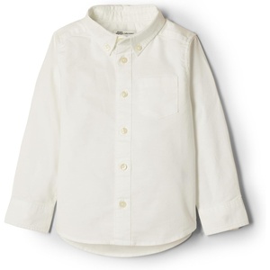 Amazon Essentials x Sofia Grainge Toddler and Baby Boys’ Stretch Oxford Band Collar Shirt with Patch Pocket(White)