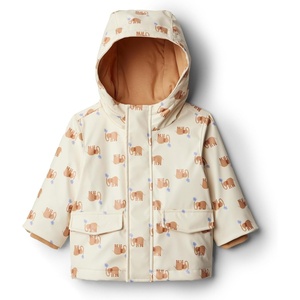Amazon Essentials x Sofia Grainge Toddler and Baby Boys’ Water-Repellent Rain Jacket with Quilted Lining(Ivory Elephants)