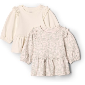 Amazon Essentials x Sofia Grainge Toddler and Baby Girls’ 3/4 Sleeve Knit Top(Ivory/Sketch Floral)
