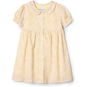 Amazon Essentials x Sofia Grainge Toddler and Baby Girls’ Cotton Sateen Dress with Collar(Light Yellow Delicate Floral)