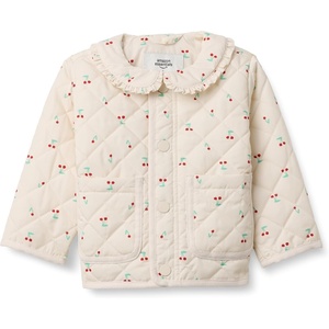 Amazon Essentials x Sofia Grainge Toddler and Baby Girls’ Midweight Quilted Field Jacket with Ruffle(Ivory Cherries)