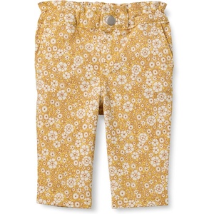 Amazon Essentials x Sofia Grainge Toddler and Baby Girls’ Straight Leg Jean with Ruffle(Light Yellow Delicate Floral)