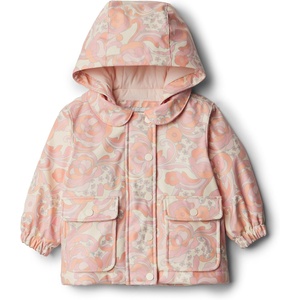Amazon Essentials x Sofia Grainge Toddler and Baby Girls’ Water-Repellent Rain Jacket(Peach Craft Floral)