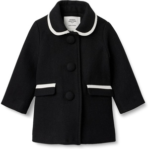 Amazon Essentials x Sofia Grainge Toddler and Baby Girls’ Wool Blend A-Line Dress Coat with Curved Collar(Black)