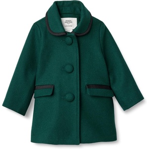 Amazon Essentials x Sofia Grainge Toddler and Baby Girls’ Wool Blend A-Line Dress Coat with Curved Collar(Dark Green)