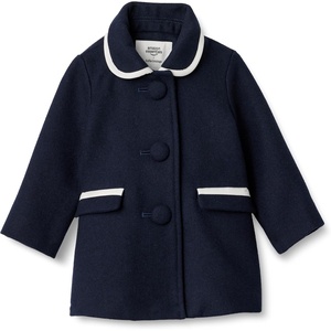 Amazon Essentials x Sofia Grainge Toddler and Baby Girls’ Wool Blend A-Line Dress Coat with Curved Collar(Navy)