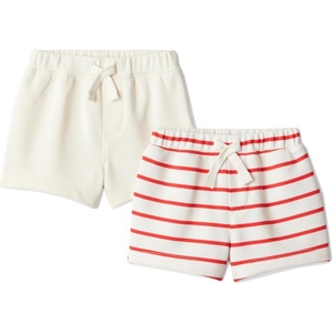 Amazon Essentials x Sofia Grainge Toddlers and Baby Boys’ Pull-On Knit French Terry Shorts, Pack of 2(Petit Soleil/Uneven Stripe)