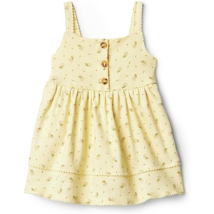 Amazon Essentials x Sofia Grainge Toddlers and Baby Girls’ Cotton Casual Fit and Flare Dress(Light Tan Ditsy Flower)