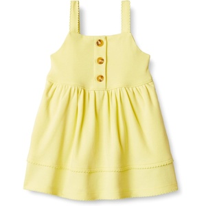 Amazon Essentials x Sofia Grainge Toddlers and Baby Girls’ Cotton Casual Fit and Flare Dress(Light Yellow)