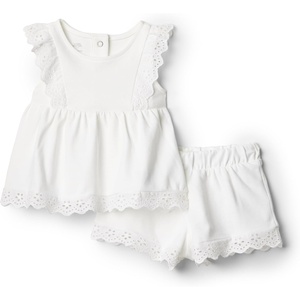 Amazon Essentials x Sofia Grainge Toddlers and Baby Girls’ Cotton Eyelet Top & Shorts Play Set, Multipacks(White)