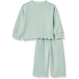 Amazon Essentials x Sofia Grainge Toddlers and Baby Girls’ French Terry Sweatshirt Pant and Top Set(Mint Little Strawberries)