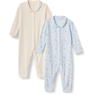 Amazon Essentials x Sofia Grainge Unisex Babies’ Cotton Footless Sleepsuit, Pack of 2(Ivory/Geese)