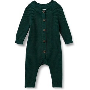Amazon Essentials x Sofia Grainge Unisex Babies’ Cotton Knit Playsuit(Dark Green)