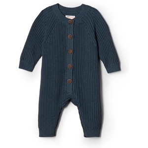 Amazon Essentials x Sofia Grainge Unisex Babies’ Cotton Knit Playsuit(Dark Navy)