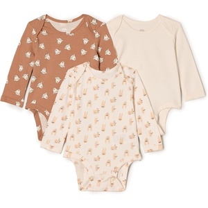 Amazon Essentials x Sofia Grainge Unisex Babies’ Long Sleeve Crew Neck Bodysuit, Pack of 3(Ivory/Lamb Faces/Rabbits)