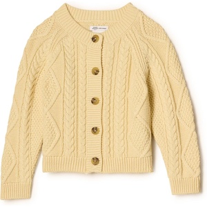 Amazon Essentials x Sofia Grainge Unisex Toddlers and Babies’ Cable Knit Cotton Fisherman Cardigan Sweater(Butter Yellow)