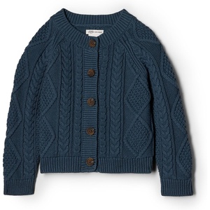 Amazon Essentials x Sofia Grainge Unisex Toddlers and Babies’ Cable Knit Cotton Fisherman Cardigan Sweater(Dark Navy)